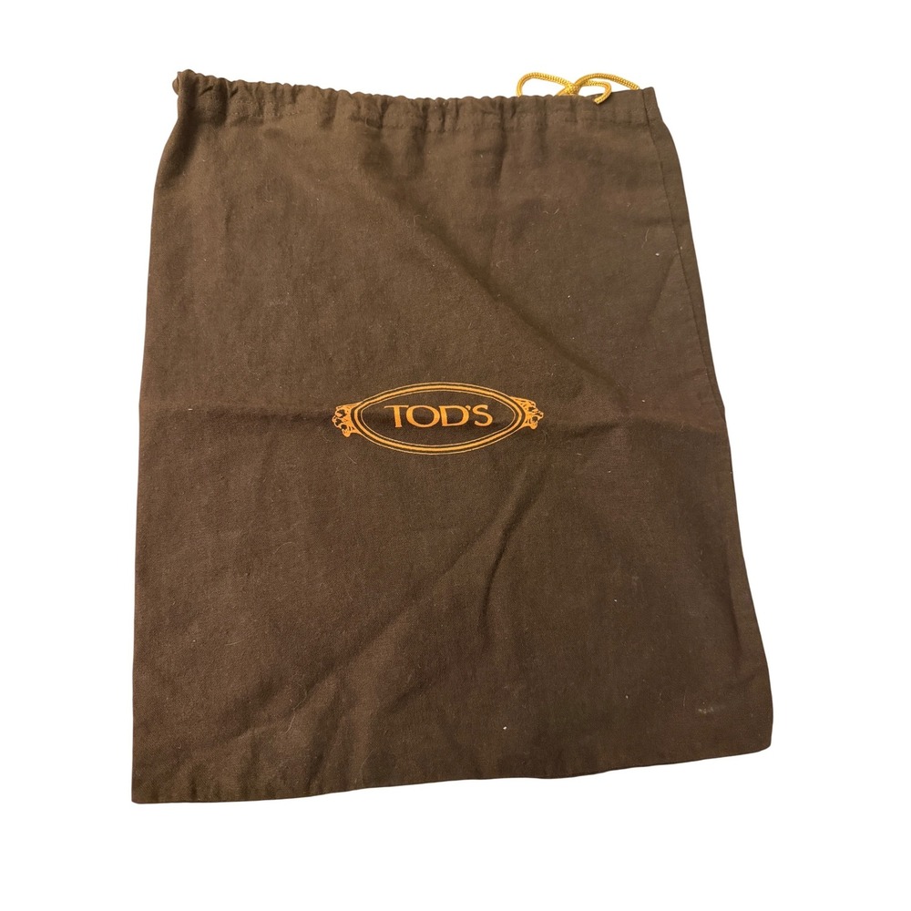 Tods Brown Cotton Drawstring Dust Bag for Shoes or Handbags 12x14.5